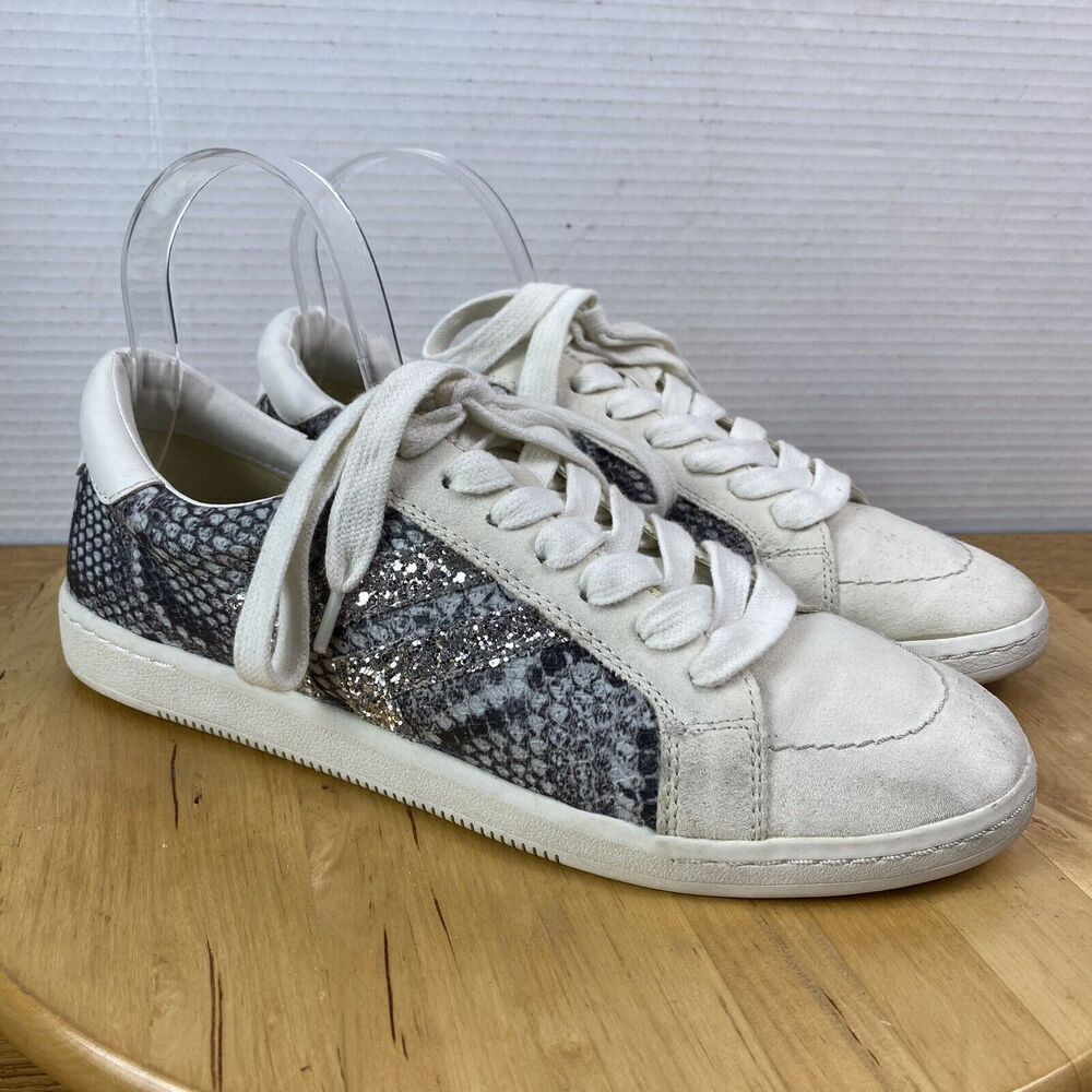 Dolce Vita Nova White Snake-Print Bling Sneaker Shoes Women’s Size 10 US Luxury